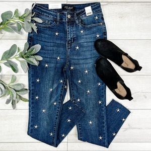 Judy Blue Star Embroidered Skinny Jeans Size 9